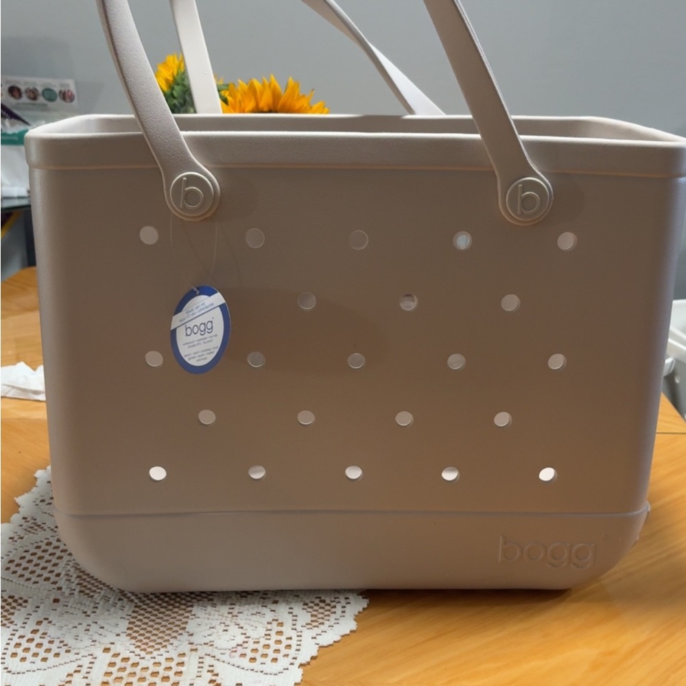 Tan Structured Tote Bag with Minimalist Design